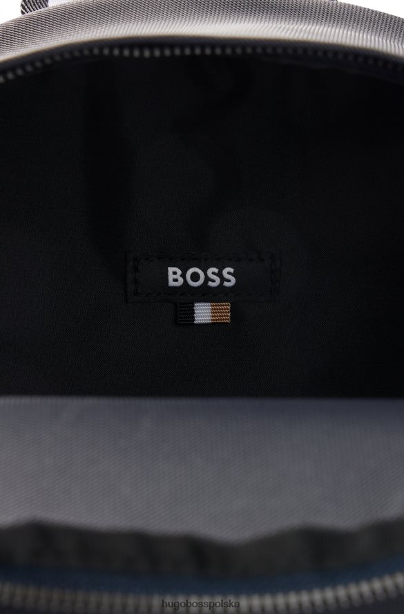 Hugo Boss Plecak z materiałów pochodzących z recyklingu z charakterystyczną taśmą w paski hugo w kolorze granatowym ciemny niebieski R0X0H65302