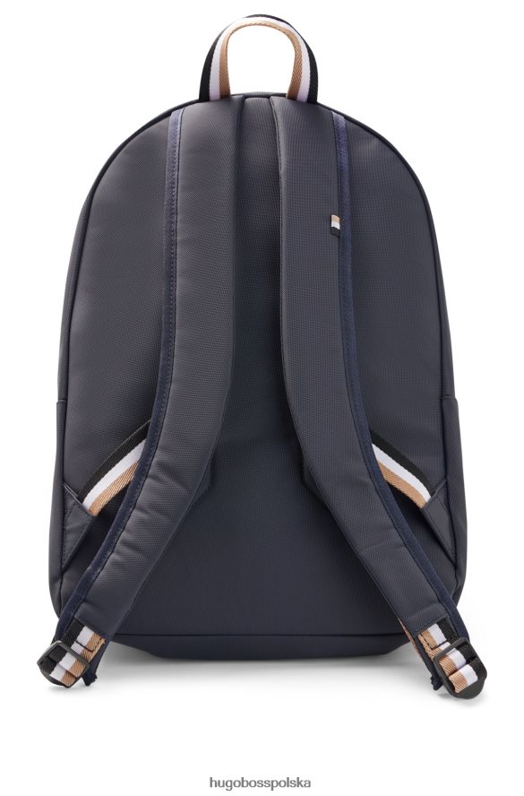 Hugo Boss Plecak z materiałów pochodzących z recyklingu z charakterystyczną taśmą w paski hugo w kolorze granatowym ciemny niebieski R0X0H65302