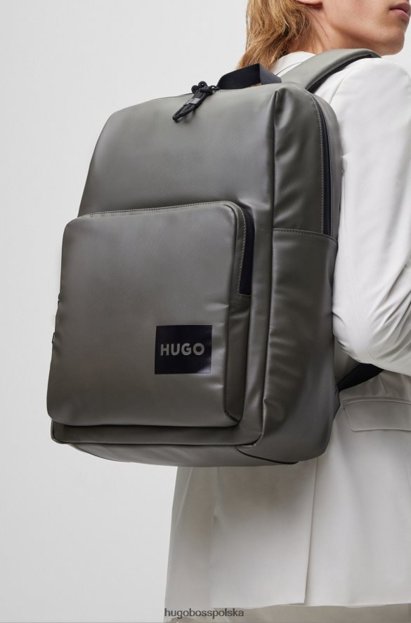 Hugo Boss Plecak z powlekanej tkaniny z naszywką z logo hugo ciemnozielony ciemnozielony R0X0H65309