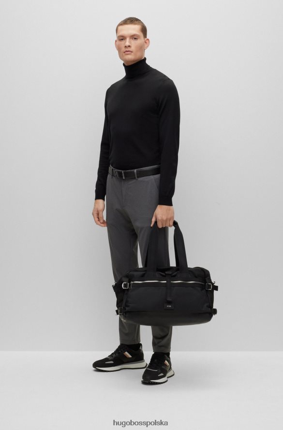 Hugo Boss Czarna torba hugo z materiału pochodzącego z recyklingu, z logo i odpinanym paskiem czarny R0X0H65904