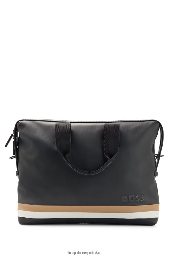 Hugo Boss Czarne etui na dokumenty hugo ze sztucznej skóry z charakterystycznymi paskami czarny R0X0H65879