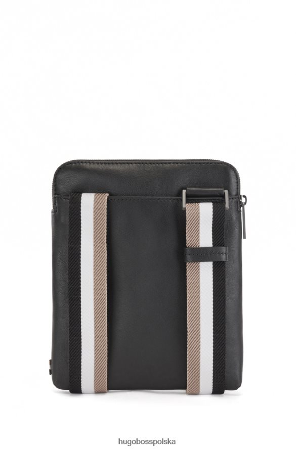 Hugo Boss Torba kopertowa z gładkiej i emedowanej włoskiej skóry czarny R0X0H65511