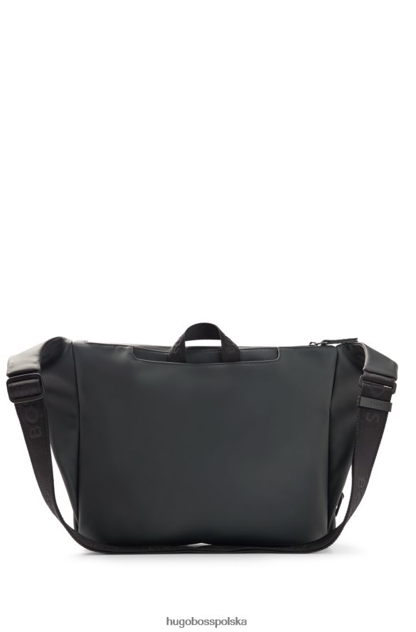 Hugo Boss matowa gumowana torba listonoszka z perforowanym logo hugo czarna czarny R0X0H65360