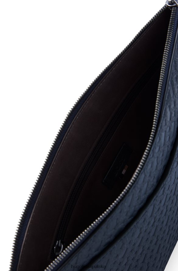 Hugo Boss portfel ze skóry ziarnistej z monogramami emed ciemny niebieski R0X0H65922