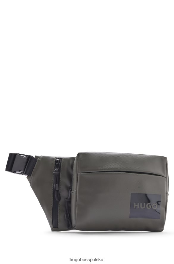 Hugo Boss Ciemnozielona torba na pasek Hugo z powlekanym materiałem, zapinana na zamek, z detalami z logo ciemnozielony R0X0H65740