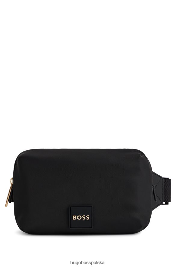 Hugo Boss Czarna torba na pasek Hugo z nylonu pochodzącego z recyklingu, ze złotymi elementami czarny R0X0H65578