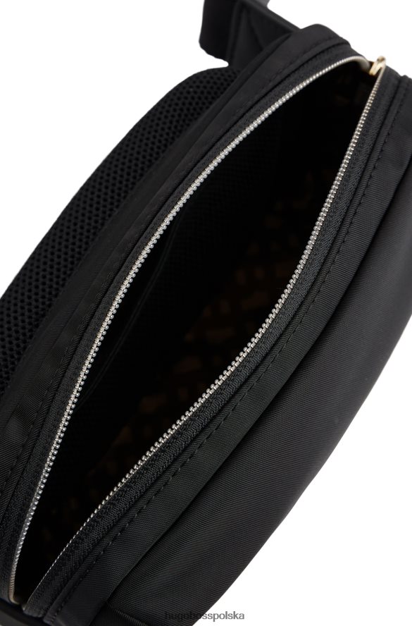 Hugo Boss Czarna torba na pasek Hugo z nylonu pochodzącego z recyklingu, ze złotymi elementami czarny R0X0H65578