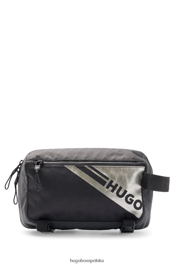 Hugo Boss Czarna torba na pasek hugo z logo z efektem metalicznym czarny R0X0H65891