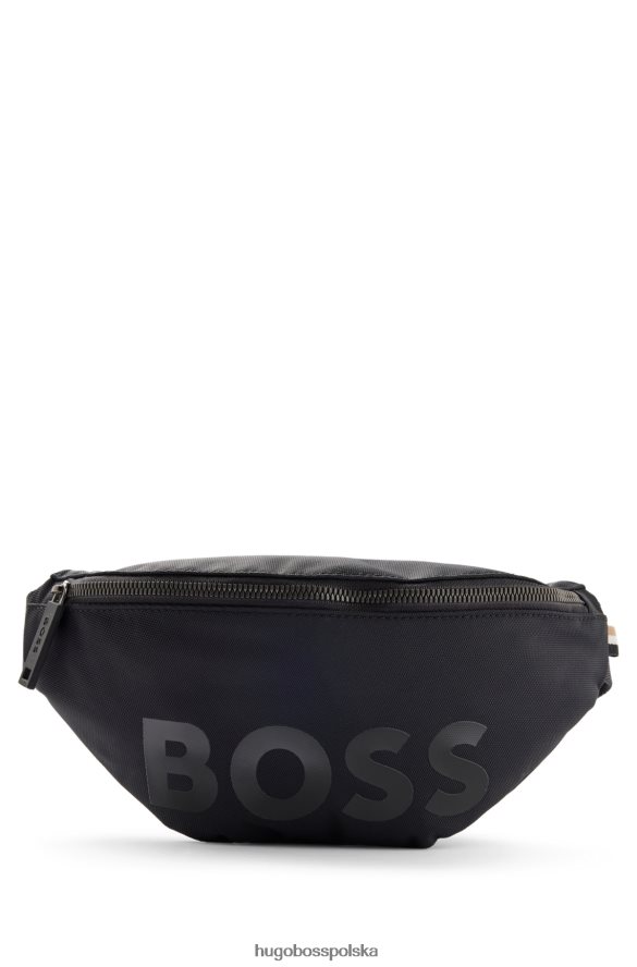 Hugo Boss Czarna torba na pasek hugo z nylonu pochodzącego z recyklingu z tonalnym logo czarny R0X0H65683