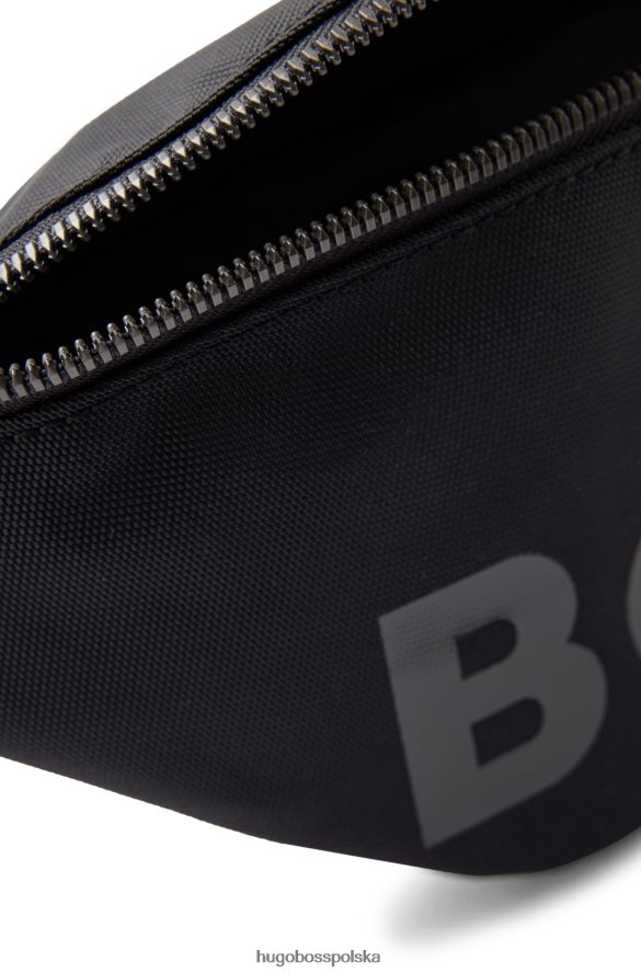 Hugo Boss Czarna torba na pasek hugo z nylonu pochodzącego z recyklingu z tonalnym logo czarny R0X0H65683