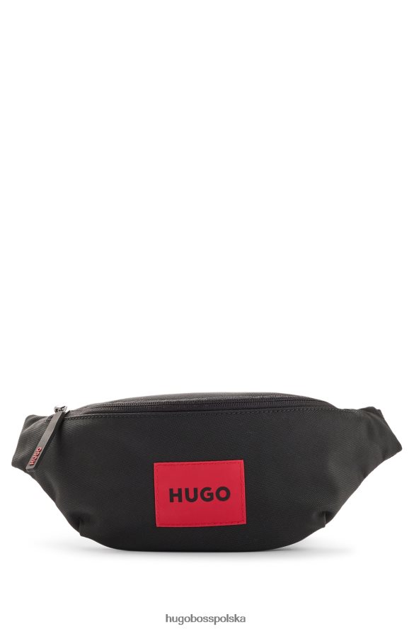 Hugo Boss Torba na pasek z nylonu pochodzącego z recyklingu z czerwoną metką z logo Hugo w kolorze czarnym czarny R0X0H65774