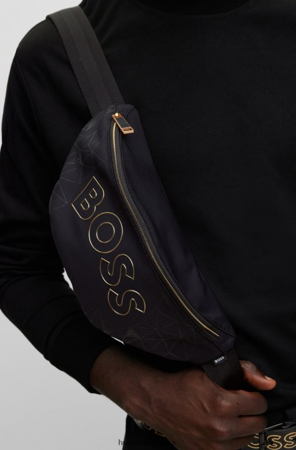 Hugo Boss Torba na pasek z nylonu pochodzącego z recyklingu, z obrysowym logo, czarna hugo czarny R0X0H65371