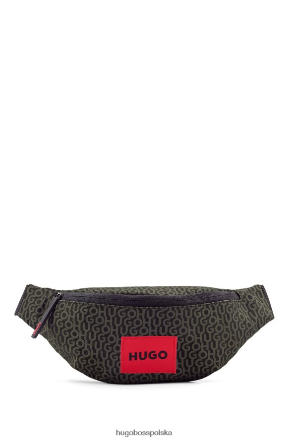 Hugo Boss wzorzysta torba na pasek z nadrukiem logo i czerwoną etykietą marki hugo wzorzyste R0X0H65519