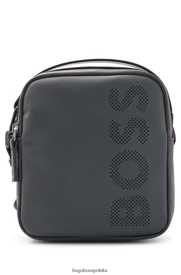 Hugo Boss Czarna, matowa, gumowana torba reporterska Hugo z perforowanym logo czarny R0X0H65335