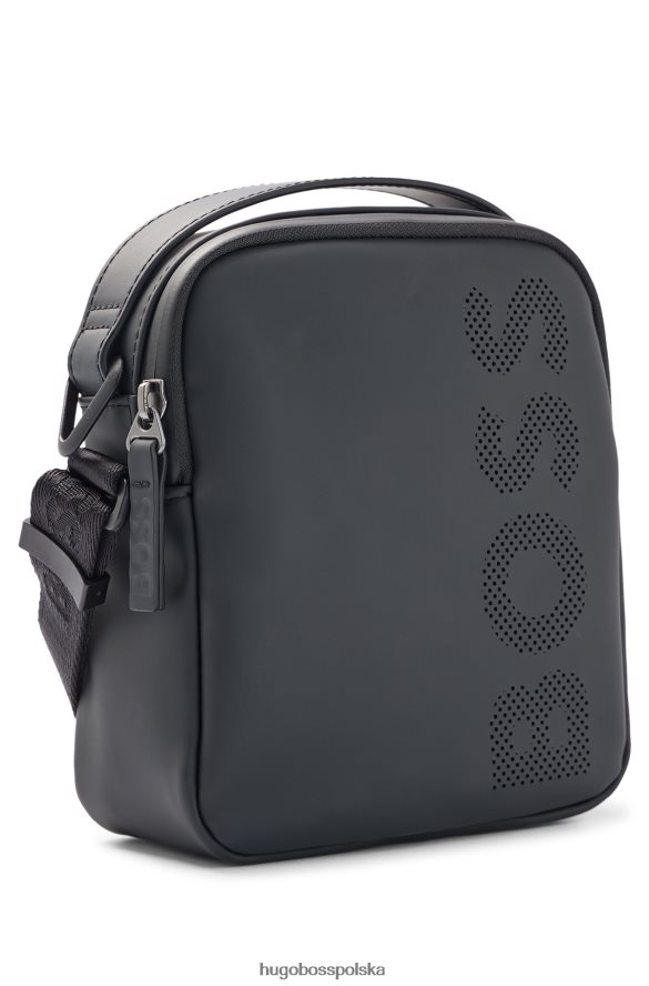 Hugo Boss Czarna, matowa, gumowana torba reporterska Hugo z perforowanym logo czarny R0X0H65335