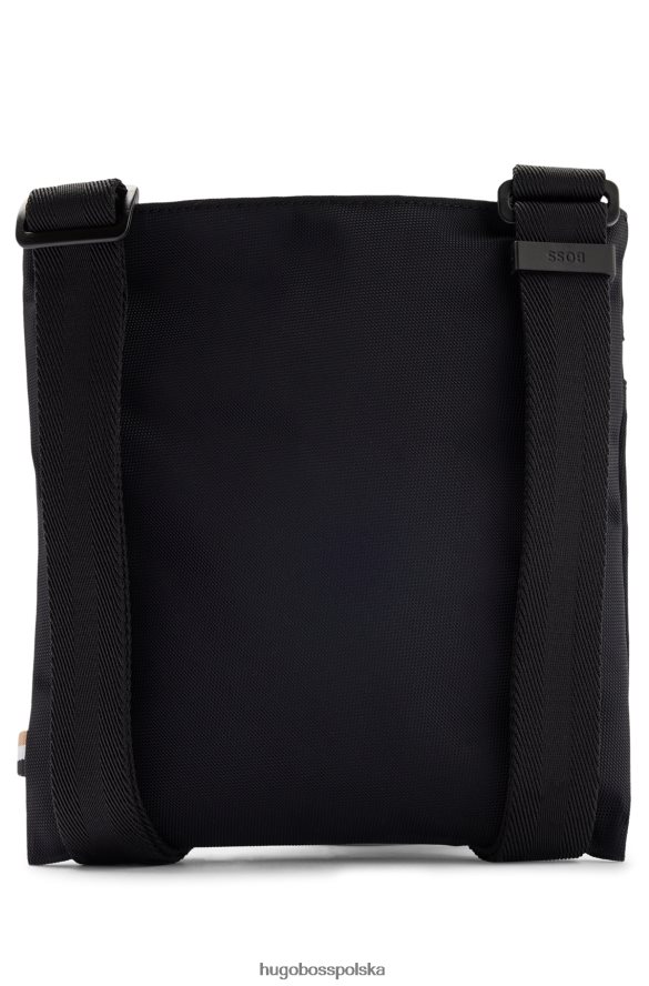 Hugo Boss Czarna torba kopertowa Hugo z nylonu pochodzącego z recyklingu, z nadrukowanym logo czarny R0X0H65457
