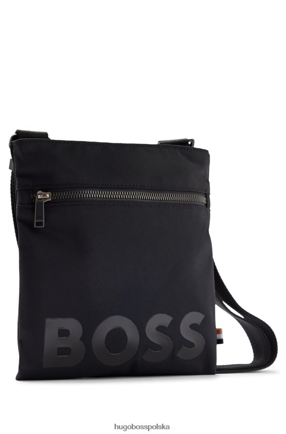 Hugo Boss Czarna torba kopertowa Hugo z nylonu pochodzącego z recyklingu, z nadrukowanym logo czarny R0X0H65457