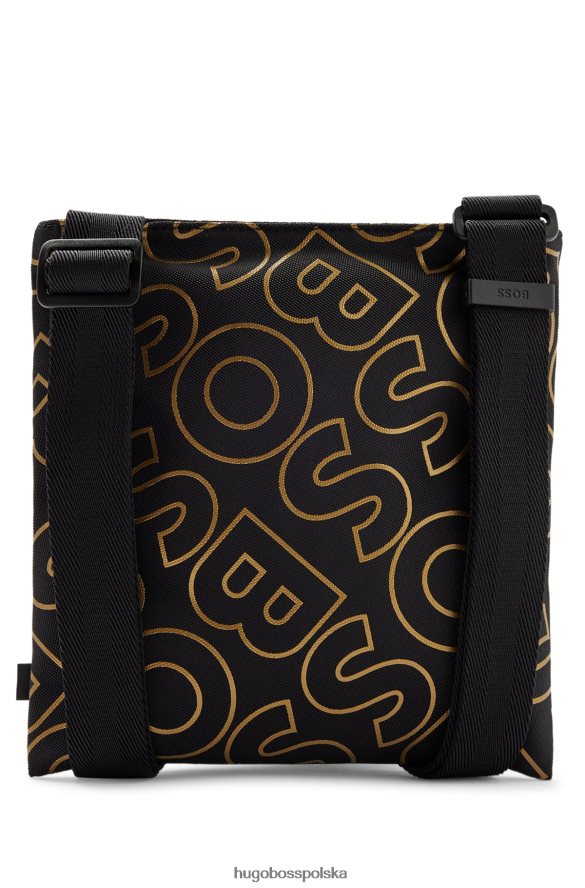 Hugo Boss Czarna torba kopertowa hugo z materiału pochodzącego z recyklingu z zarysowanymi logo czarny R0X0H65361