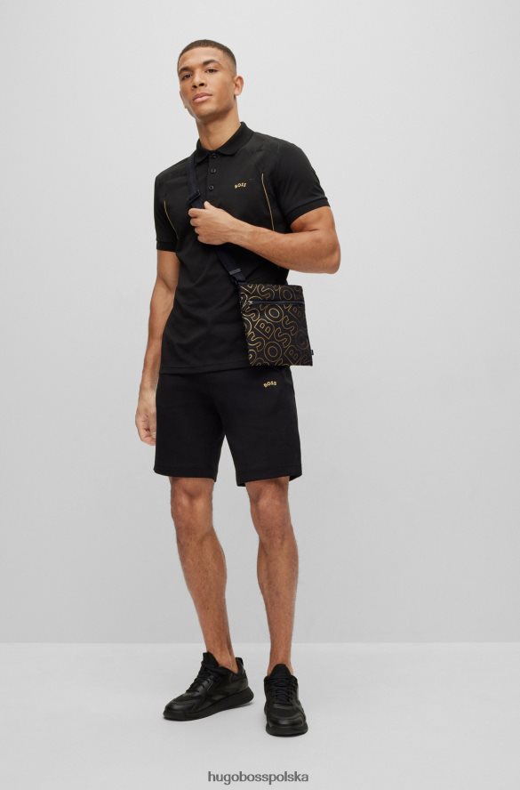 Hugo Boss Czarna torba kopertowa hugo z materiału pochodzącego z recyklingu z zarysowanymi logo czarny R0X0H65361