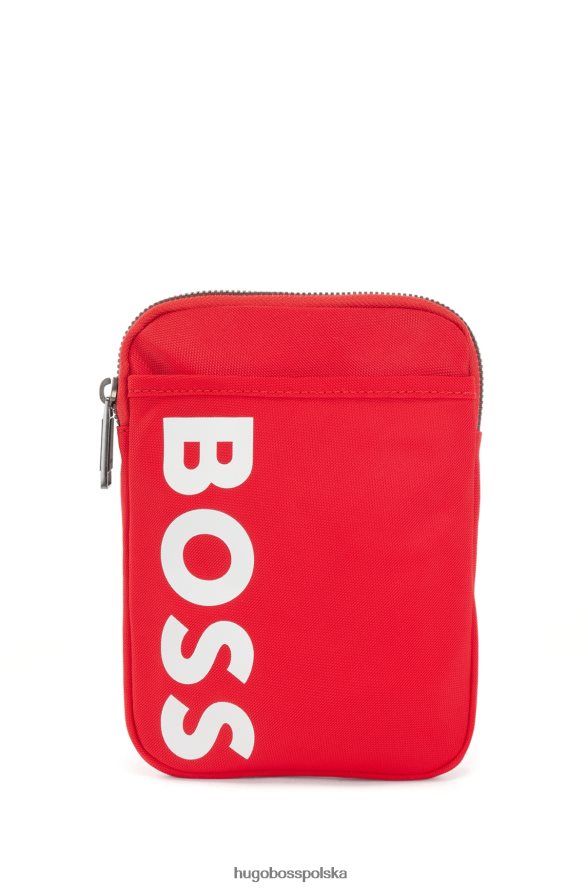 Hugo Boss Saszetka na szyję z nylonu pochodzącego z recyklingu z błyszczącym logo hugo w kolorze czerwonym czerwony R0X0H65753