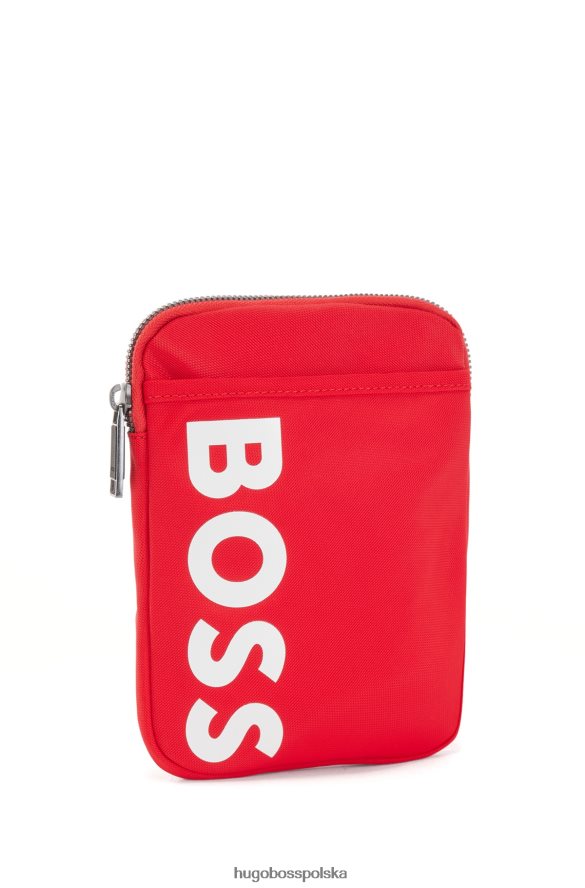 Hugo Boss Saszetka na szyję z nylonu pochodzącego z recyklingu z błyszczącym logo hugo w kolorze czerwonym czerwony R0X0H65753