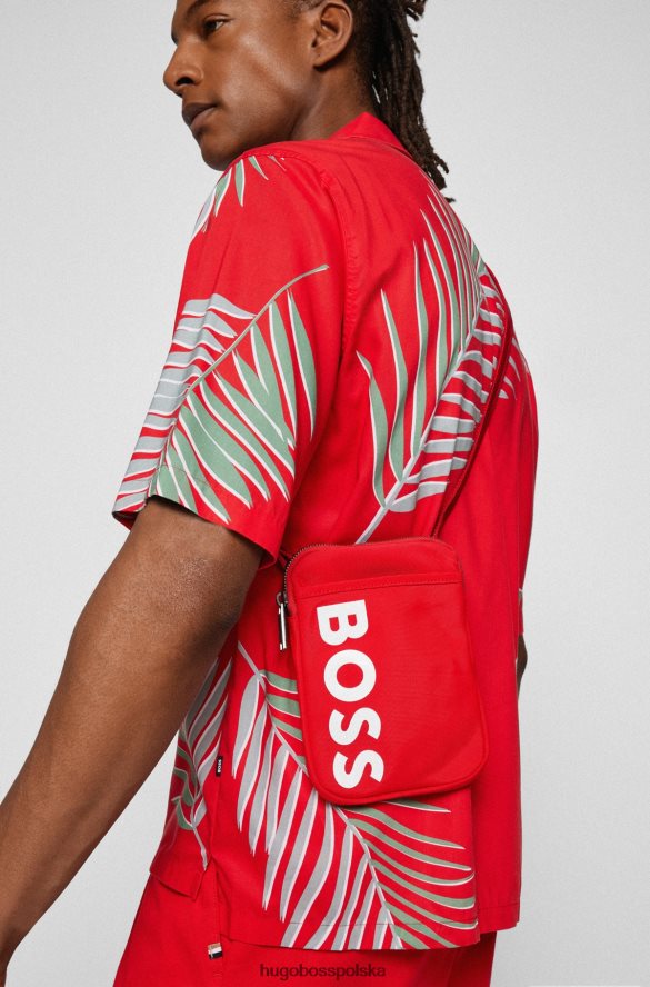 Hugo Boss Saszetka na szyję z nylonu pochodzącego z recyklingu z błyszczącym logo hugo w kolorze czerwonym czerwony R0X0H65753