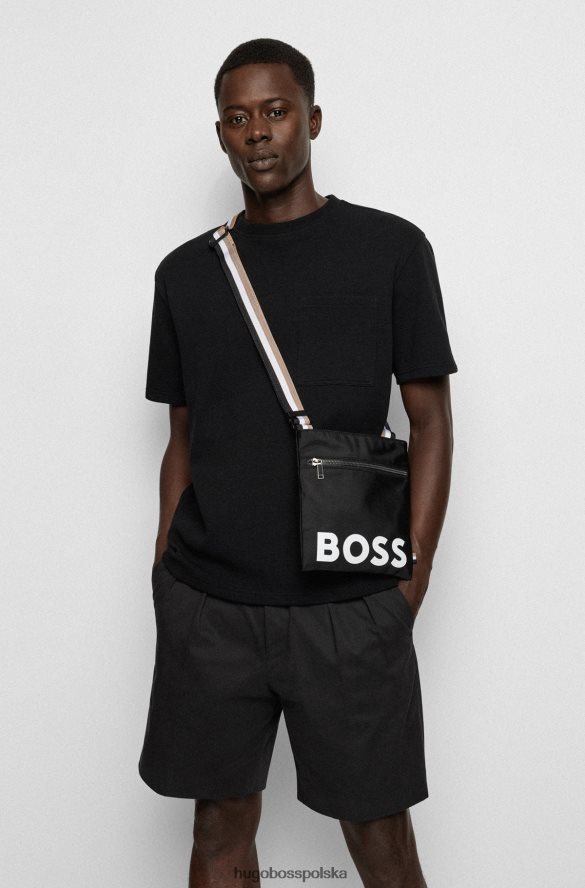 Hugo Boss Torba kopertowa z nylonu pochodzącego z recyklingu z nadrukowanym logo hugo w kolorze czarnym czarny R0X0H65456