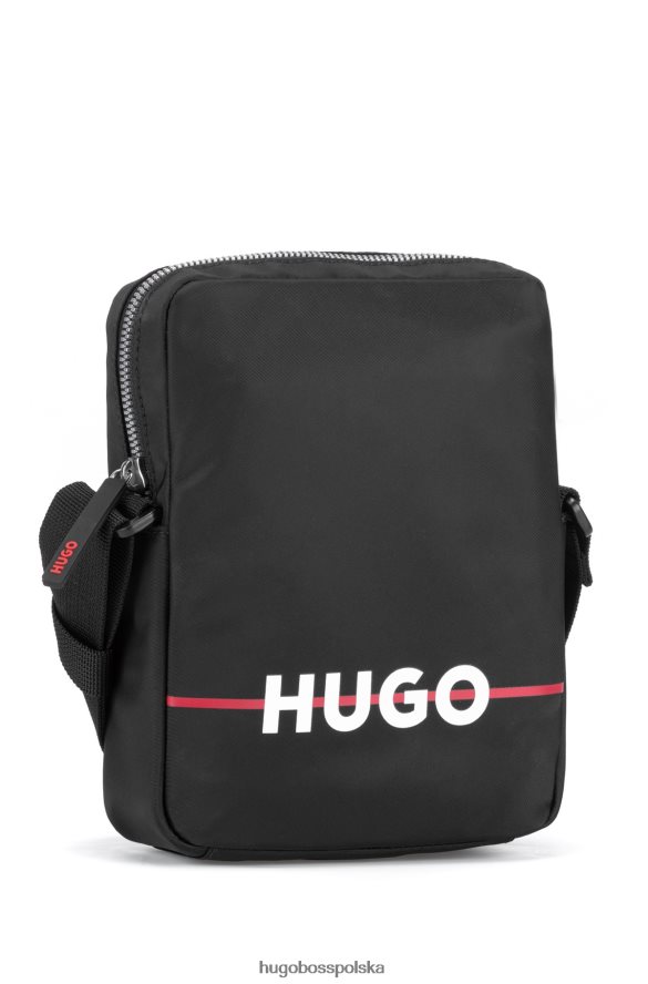 Hugo Boss Torba reporterska z materiału pochodzącego z recyklingu, z paskiem i logo, czarna hugo czarny R0X0H65427