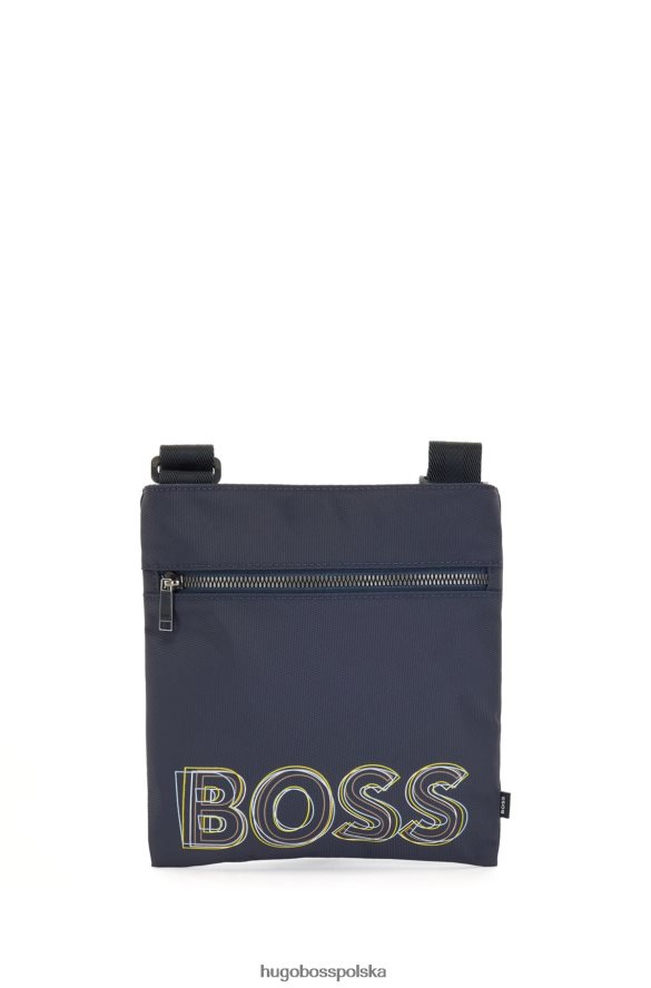 Hugo Boss ciemnoniebieska torba kopertowa hugo z materiału pochodzącego z recyklingu z wielobarwnym logo ciemny niebieski R0X0H65721