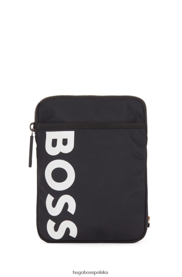Hugo Boss czarna saszetka na szyję z nylonu pochodzącego z recyklingu z błyszczącym logo hugo czarny R0X0H65752