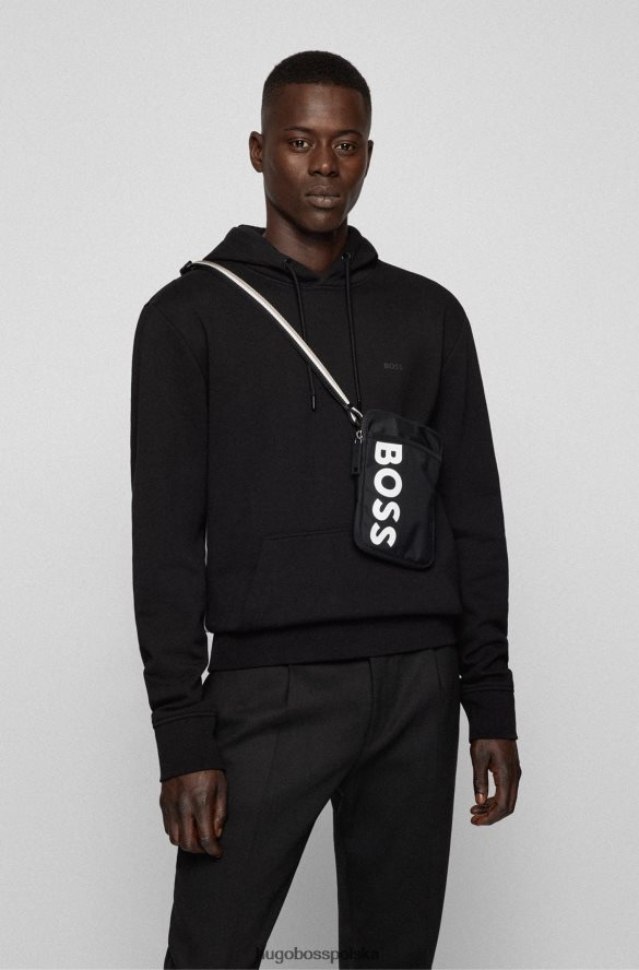Hugo Boss czarna saszetka na szyję z nylonu pochodzącego z recyklingu z błyszczącym logo hugo czarny R0X0H65752
