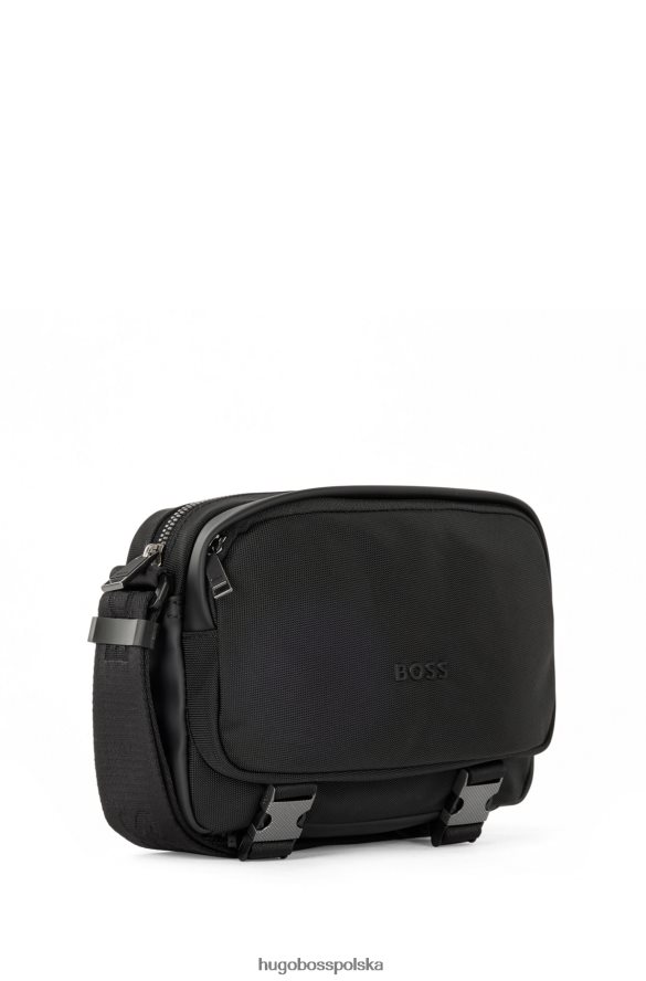 Hugo Boss czarna torba listonoszka z nylonu pochodzącego z recyklingu z tonalnym logo hugo czarny R0X0H65800