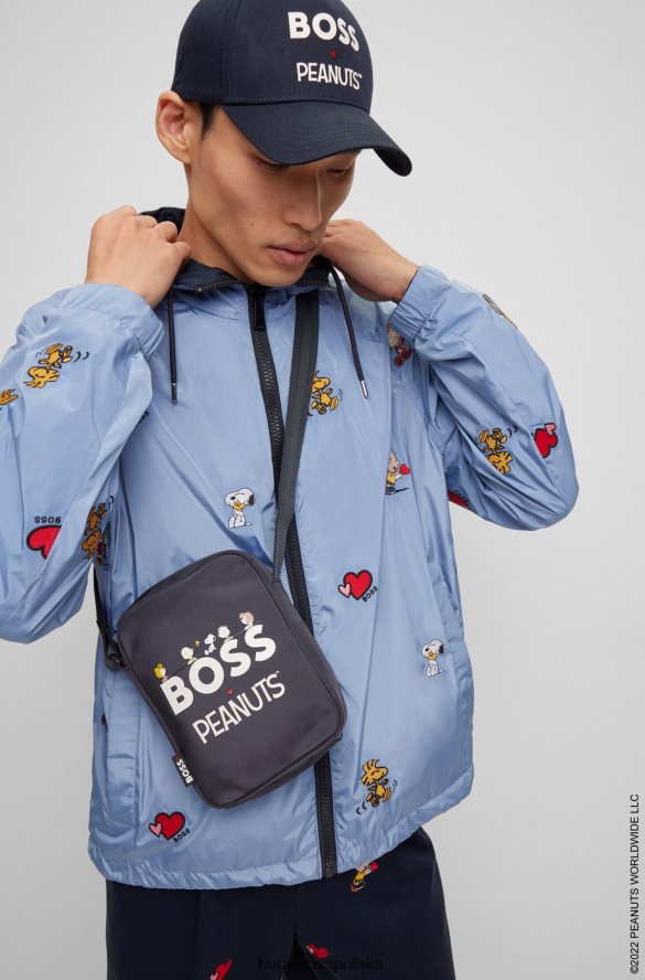 Hugo Boss x Torba reporterska orzeszki ziemne z materiału pochodzącego z recyklingu ze wspólną grafiką ciemny niebieski R0X0H65310