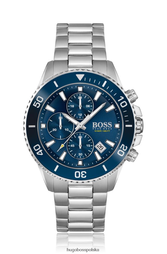 Hugo Boss Chronograf Hugo z niebieską tarczą i obrotową ramką, w zestawie w zestawie różne opakowania wstępne R0X0H65210