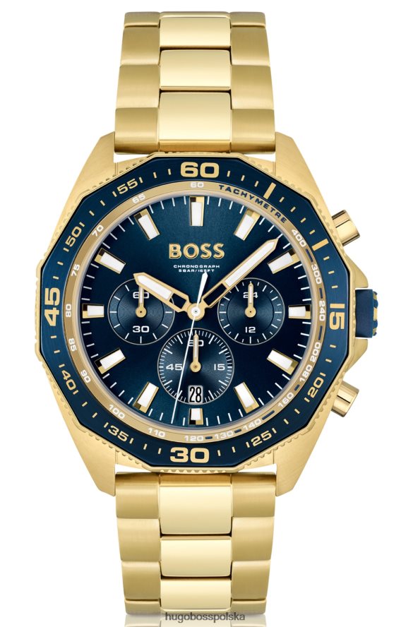 Hugo Boss Chronograf z niebieską tarczą i geometryczną ramką, zestaw hugo w zestawie różne opakowania wstępne R0X0H65175