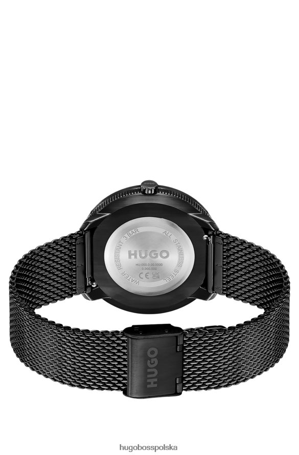 Hugo Boss Hugo, zestaw zegarków z czarną tarczą, skórzanym paskiem i siateczkową bransoletą różne opakowania wstępne R0X0H65230