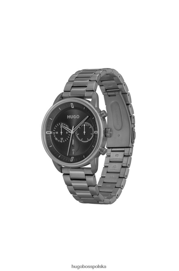 Hugo Boss Szary zegarek hugo z czarną tarczą i bransoletką z linkami, w zestawie różne opakowania wstępne R0X0H65172
