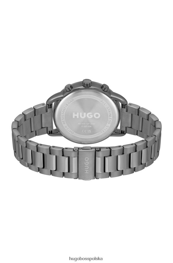 Hugo Boss Szary zegarek hugo z czarną tarczą i bransoletką z linkami, w zestawie różne opakowania wstępne R0X0H65172