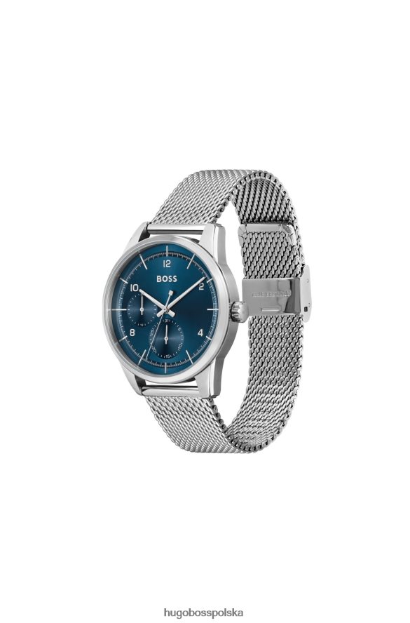 Hugo Boss Zegarek z niebieską tarczą i wieloma oczami z bransoletą z siatki Hugo, w zestawie w zestawie różne opakowania wstępne R0X0H65348