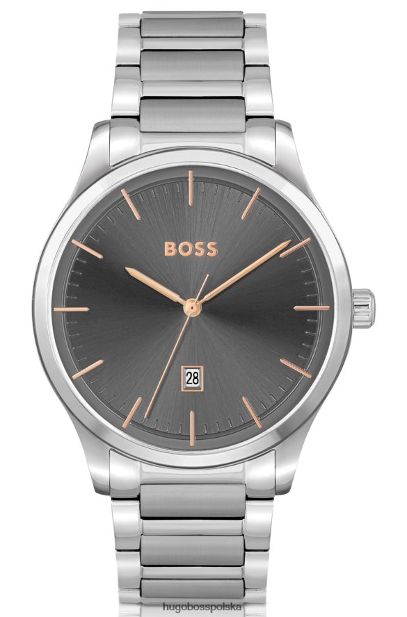 Hugo Boss Zegarek z szarą tarczą i bransoletą z linkami, dostępny w pre-packu Hugo różne opakowania wstępne R0X0H65452