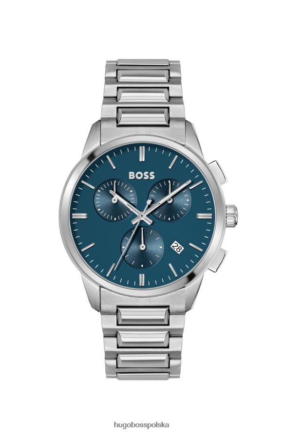 Hugo Boss chronograf z matową niebieską tarczą i bransoletą h-link Hugo, w zestawie w zestawie różne opakowania wstępne R0X0H65151