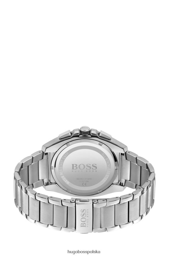 Hugo Boss chronograf ze stali nierdzewnej z niebieską teksturowaną tarczą, zestaw hugo w zestawie różne opakowania wstępne R0X0H65328
