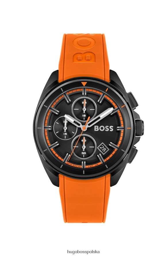 Hugo Boss czarny, chronograf z pomarańczowym silikonowym paskiem, asortyment dostępny w opakowaniu hugo różne opakowania wstępne R0X0H65265