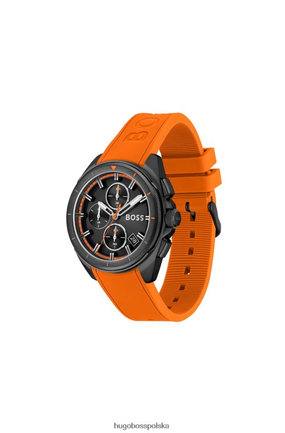 Hugo Boss czarny, chronograf z pomarańczowym silikonowym paskiem, asortyment dostępny w opakowaniu hugo różne opakowania wstępne R0X0H65265