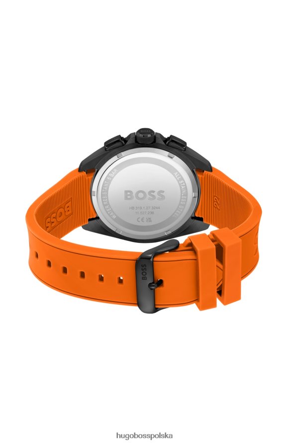 Hugo Boss czarny, chronograf z pomarańczowym silikonowym paskiem, asortyment dostępny w opakowaniu hugo różne opakowania wstępne R0X0H65265