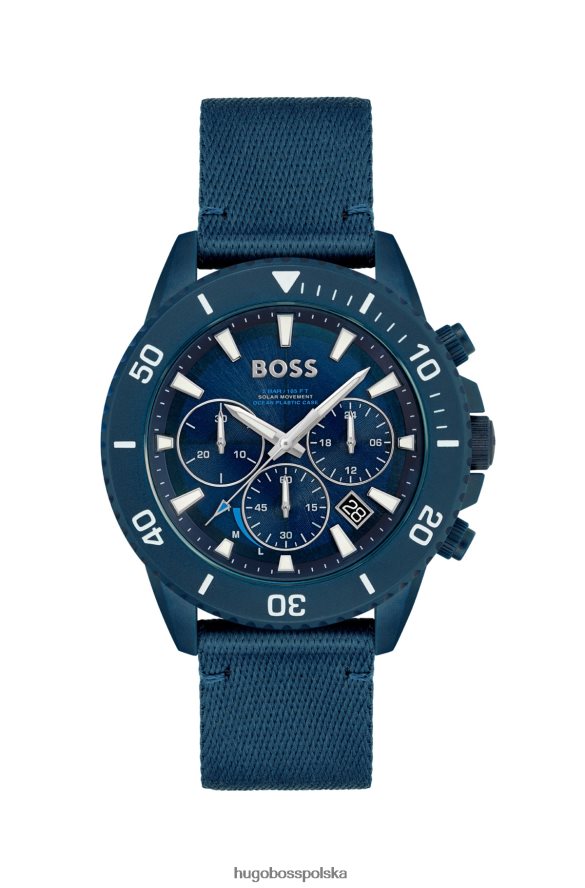 Hugo Boss hugo, zestaw chronografów z niebieską tarczą i paskiem z tkaniny różne opakowania wstępne R0X0H65384