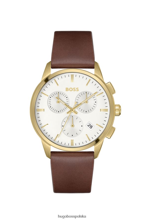 Hugo Boss różne zestawy chronografów Hugo w złotym kolorze z białą tarczą różne opakowania wstępne R0X0H65383