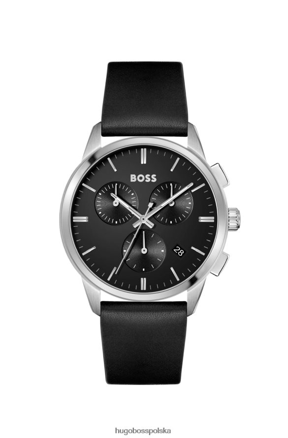 Hugo Boss różne zestawy chronografów z czarną tarczą i czarnym skórzanym paskiem hugo różne opakowania wstępne R0X0H65214