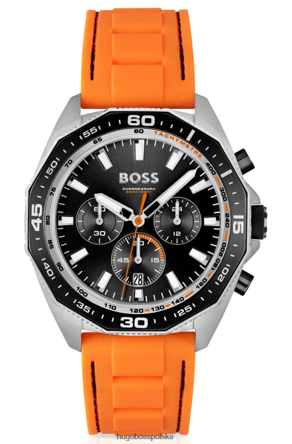 Hugo Boss różne zestawy chronografów z pomarańczowym paskiem silikonowym i geometryczną ramką hugo różne opakowania wstępne R0X0H65467