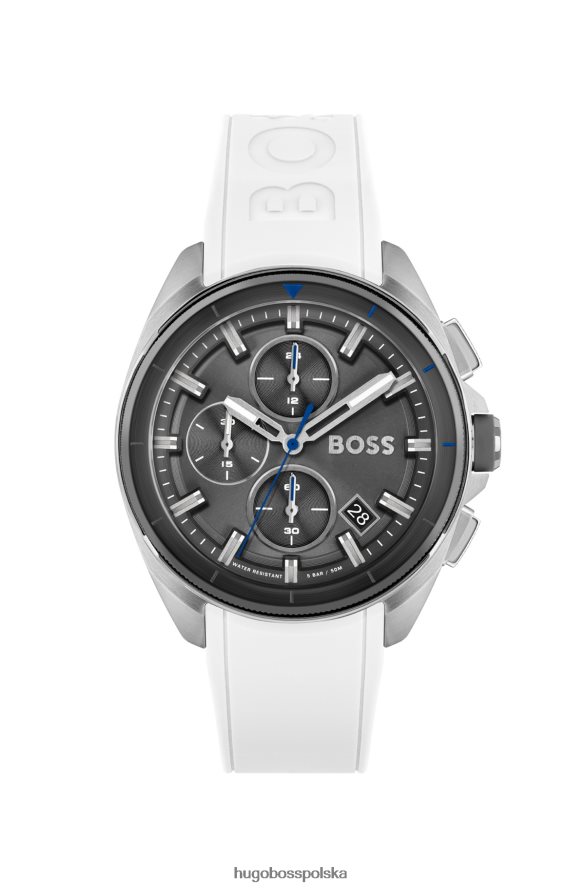 Hugo Boss różne zestawy chronografów z szarą tarczą i białym silikonowym paskiem hugo różne opakowania wstępne R0X0H65276